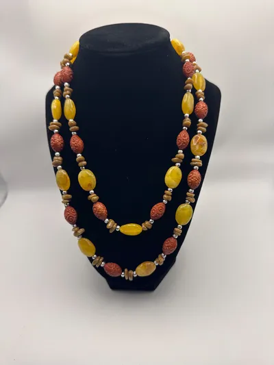 Butterscotch and amber beaded necklace